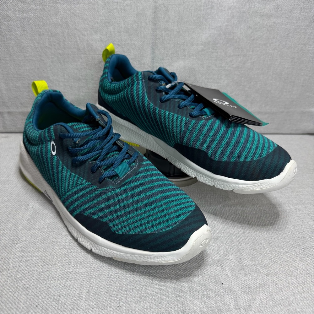 NWT - Oakley EVZERO Teal & Navy Blue Striped Athletic Sneakers M9.5 - Picture 2 of 12
